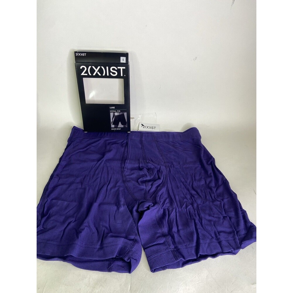 2xist Luxe Modal Rib Boxer Brief 6in Underwear Aura Mens Size L